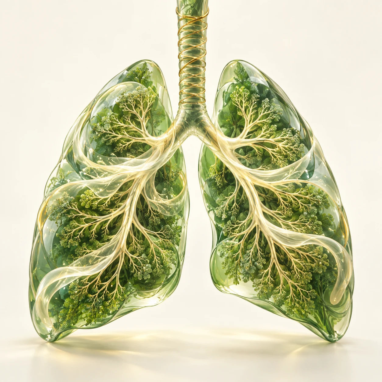 Artistic illustration of airways & protective mucus