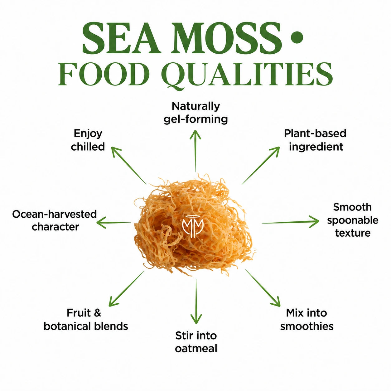 Sea moss food qualities: gel-forming, plant-based, spoonable and versatile in food